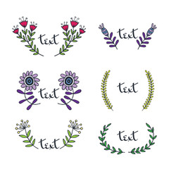 Romantic floral set in retro style