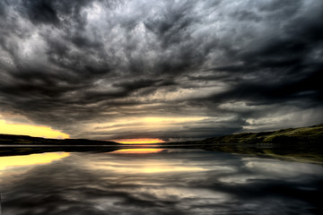 Storm Clouds Lake Sunset