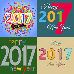 Set of Happy New Year background. Happy holidays card. Creative design for your greetings card, flyers, posters, brochure, banners, calendar
