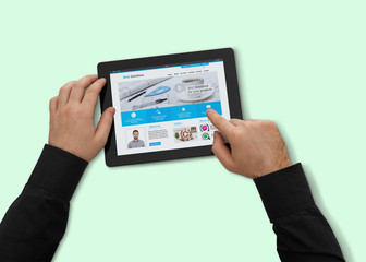 Web site interface on tablet