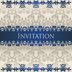 Seamless background, vintage style, retro design. Pastel colors, vintage border in a blue