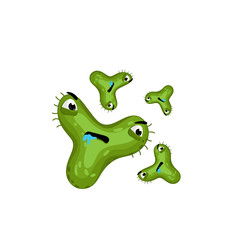 Cartoon bacteria character isolated vector illustration on white background. Cute fly germ infection vector character. Funny micro bacteria character. Microbe, Pathogen.