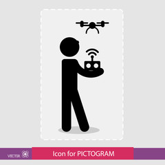Sticker human figure, the control drone. For pictograms. eps8