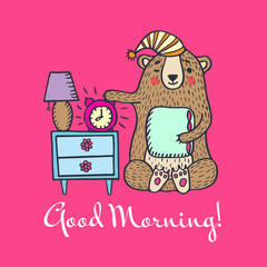 Good morning card with teddy bear