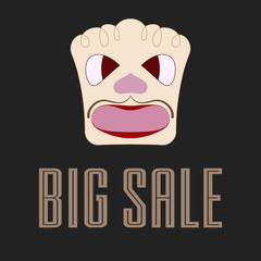 Sale banner. Sale poster. Image face. Big sale. Dark background. 