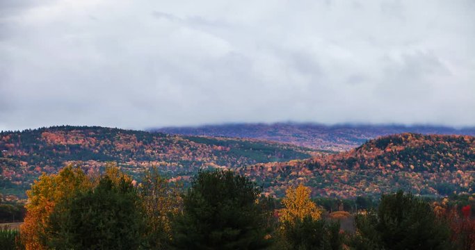 Timelapse clouds over mountains in Vermont.