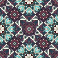 Ornate floral seamless texture, endless pattern with vintage mandala elements.