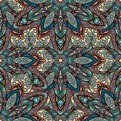 Ornate floral seamless texture, endless pattern with vintage mandala elements.