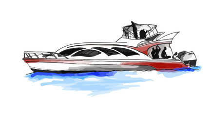 fast motorboat or yacht
