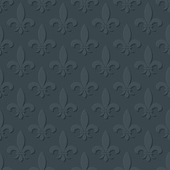 Fototapeta premium Gray fleur de lis royal lily seamless pattern
