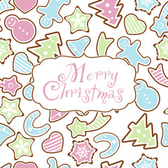 Seamless background merry christmas with gingerbread