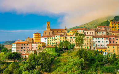 Fototapeta premium Panoramic view over Rio nell`Elba in Elba Island, Tuscany, Italy.