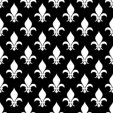 Vector fleur de lis seamless pattern in black and white