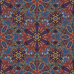 Ornate floral seamless texture, endless pattern with vintage mandala elements.