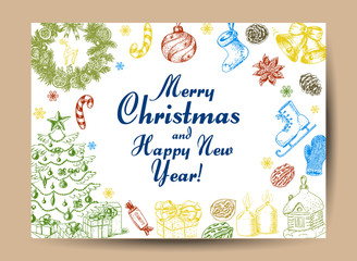 Christmas card with Christmas elements