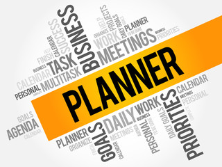 Planner word cloud collage, business concept background