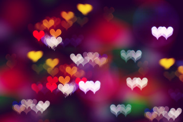 Colorful heart bokeh abstract pattern background