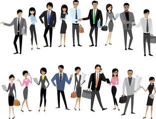 Set Asian businessmen and business women isolated