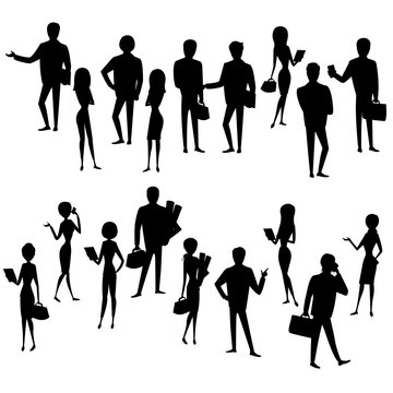 Set silhouette  businessmen and business women isolated