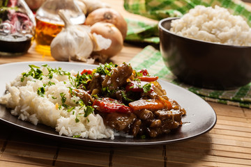 Chinese sticky pork sirloin roasted with a sweet and savory sauc