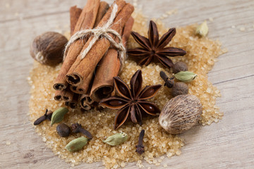 Collection of spices for mulled wine