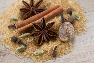 Collection of spices for mulled wine