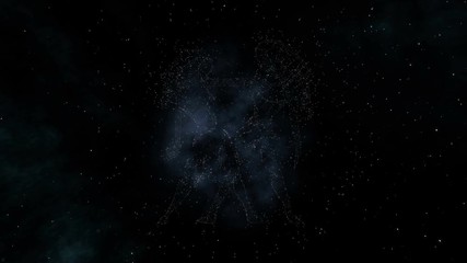 Gemini zodiac sign of the beautiful bright stars on the background of cosmic sky. .Stars and symbol outline on a dark sky background. Zodiac signs. Horoscope. Astrology sign. Part of a Zodiac series. - Powered by Adobe