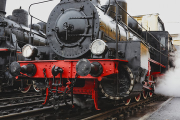 Detail of an old steam locomotive.