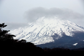 Mountain Fuji in winter close up, natural landscape