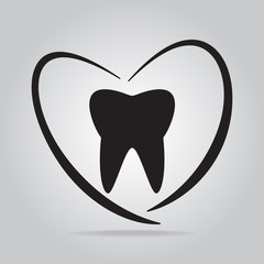 Tooth and heart icon, healthcare concept dentist icon