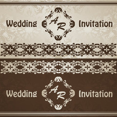 Template of wedding invitation in different colors