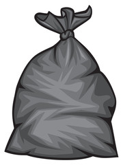 Naklejka premium black plastic trash bag vector illustration