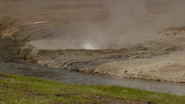 Zoom in shot of fumarole in Yellowstone National Park