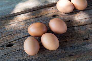 Egg on natural wood,Fresh eggs.
