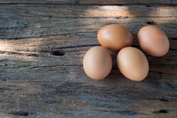 Egg on natural wood,Fresh eggs.