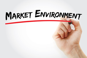 Hand writing market environment with marker, concept background