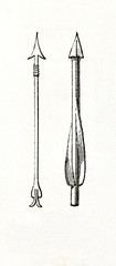 Greek arrow (left) and German rotating arrow (from Meyers Lexikon, 1895, 7/438)