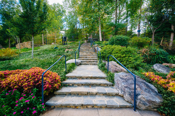 Garden and stairs at the Falls Park on the Reedy, in Greenville,