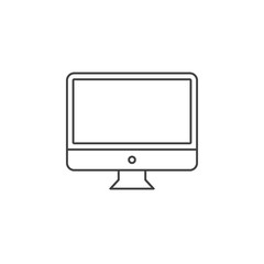 Desktop computer thin line icon, lcd screen outline vector logo illustration, linear pictogram isolated on white