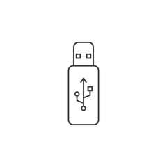usb stick thin line icon, flash memory outline vector logo illustration, linear pictogram isolated on white