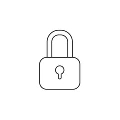 Lock thin line icon, security outline vector logo illustration, linear pictogram isolated on white
