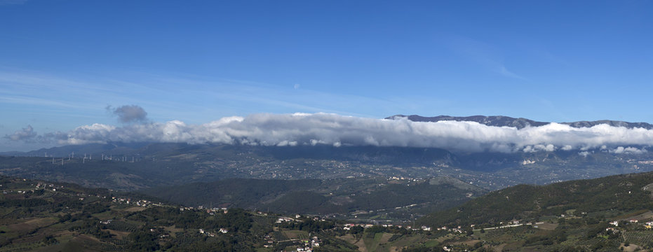Aerial view of Alburni mountains