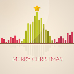 Music waveform as christmas tree. Sound of Christmas. Flat design...