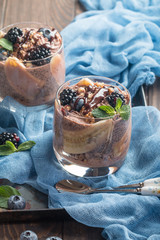 chocolate chia pudding with banana