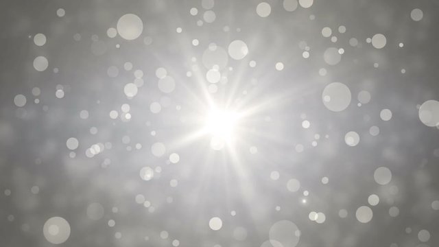  Moving gloss particles on silver background loop. Winter theme Christmas background with snowflakes.