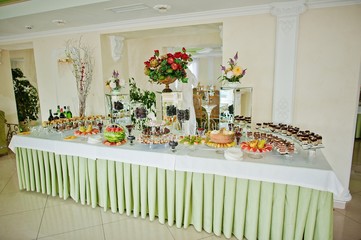 Wedding reception of fruits and sweets