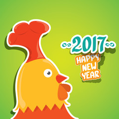 vector new year 2017 with cartoon funny rooster
