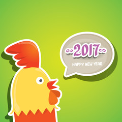 vector new year 2017 with cartoon funny rooster