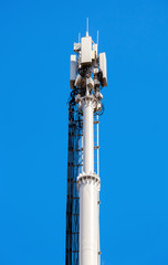 Telecommunication tower for mobile phone with antennas over a bl
