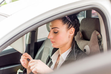 Woman sitting in the car